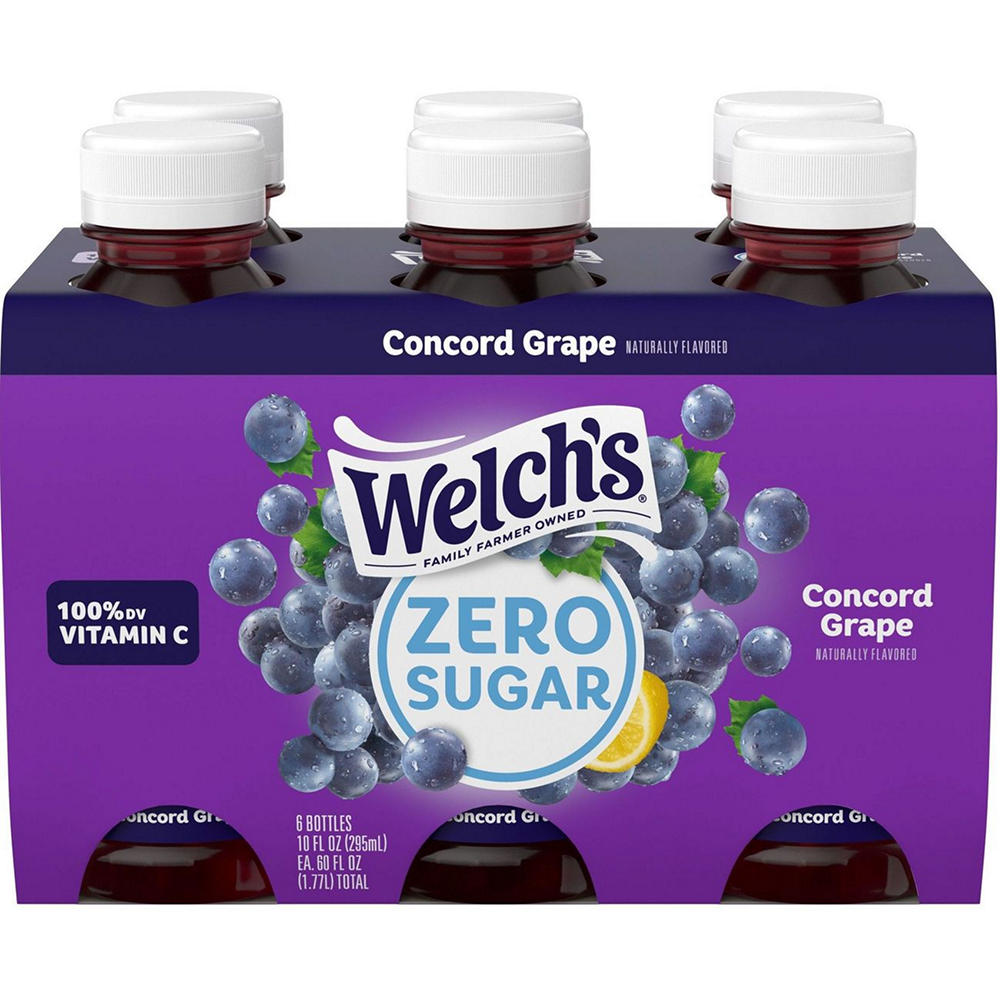 Welch's Zero Sugar Concord Grape Drink Bottles, 6 pk, 10 oz