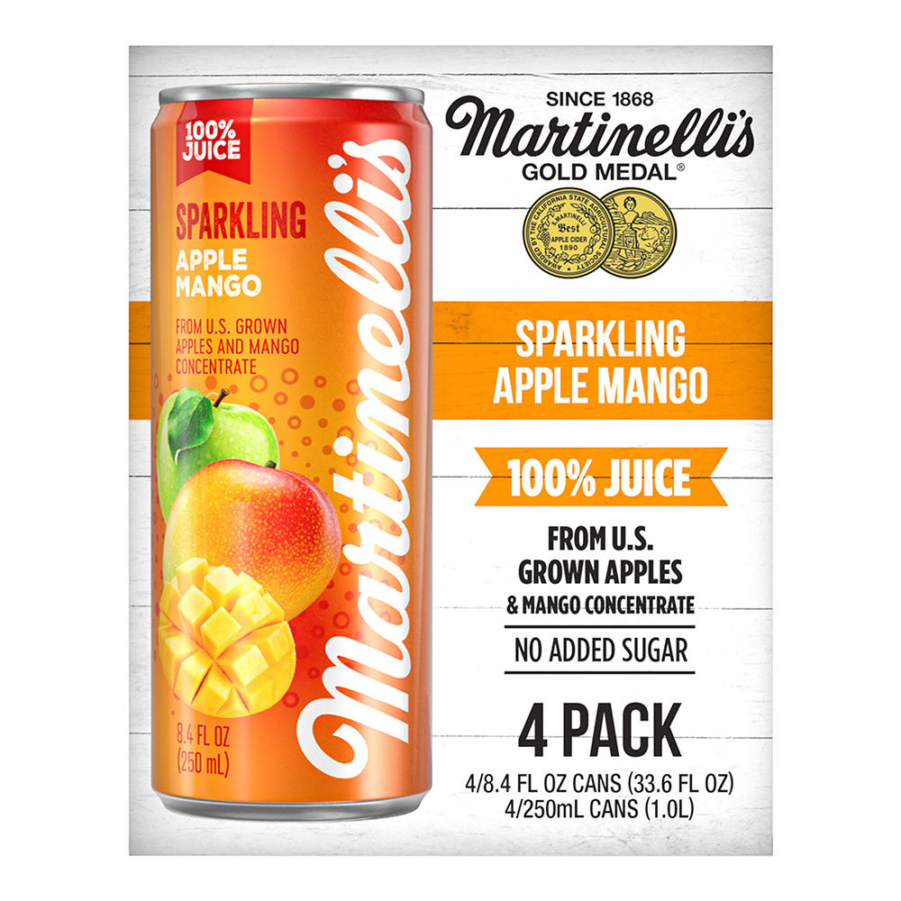 Martinelli's Sparkling Apple Mango 100% Juice 4 pk Cans, 8.4 oz
