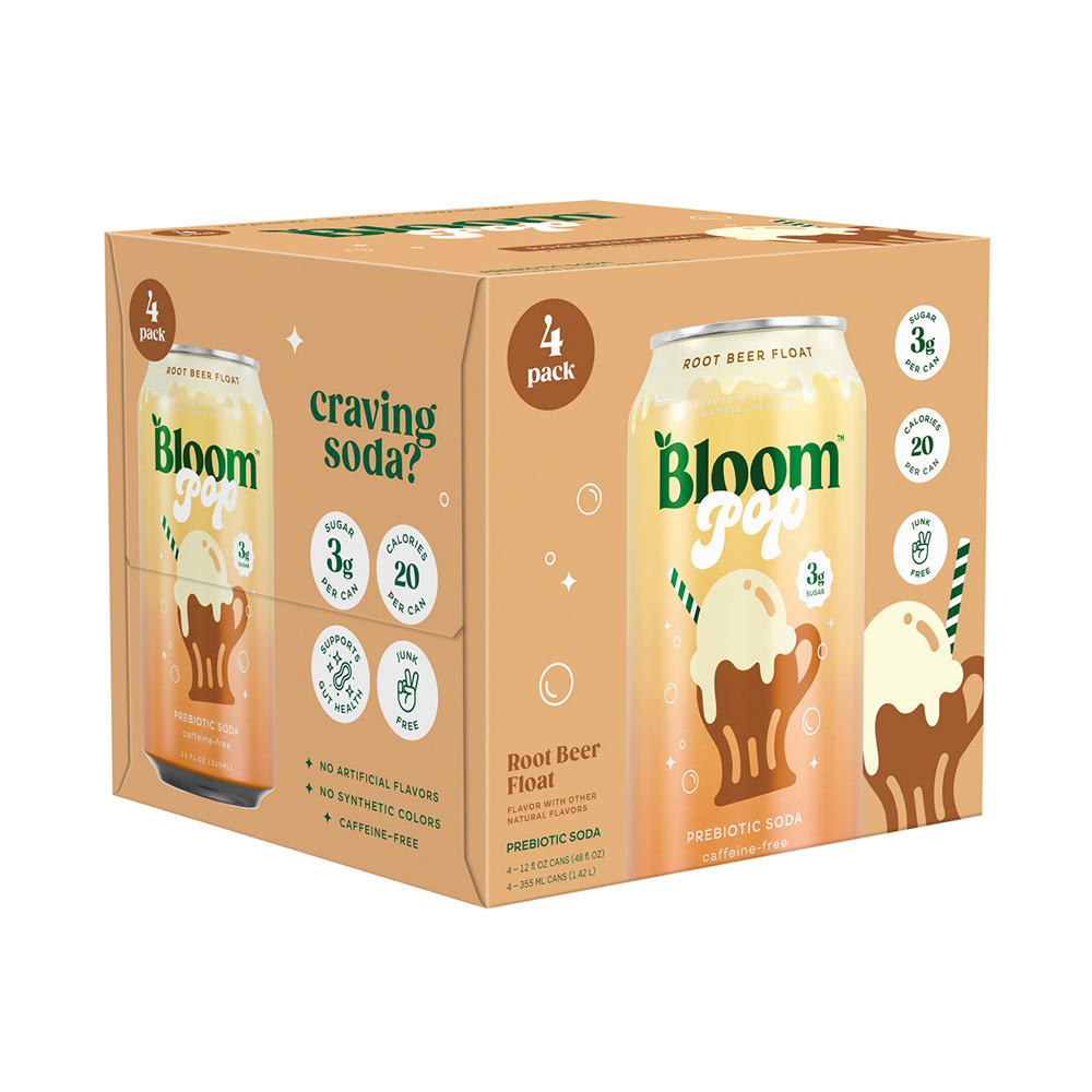 Bloom Pop Prebiotic Soda 4 pk Cans - Root Beer Float, 12 oz