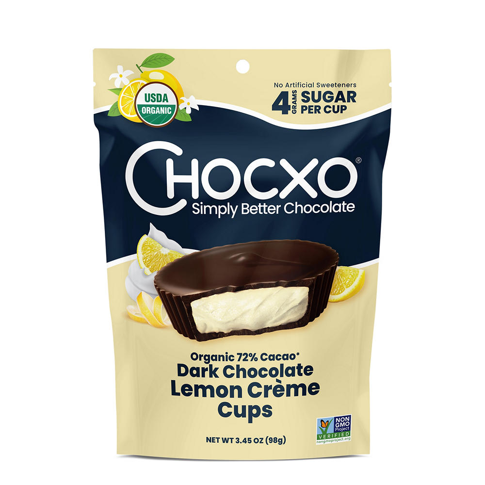Chocxo 72% Dark Chocolate Lemon Crème Cups, 3.45 oz