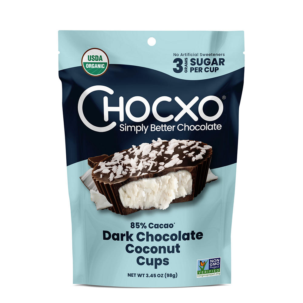 Chocxo 85% Dark Chocolate Coconut Cups, 3.45 oz