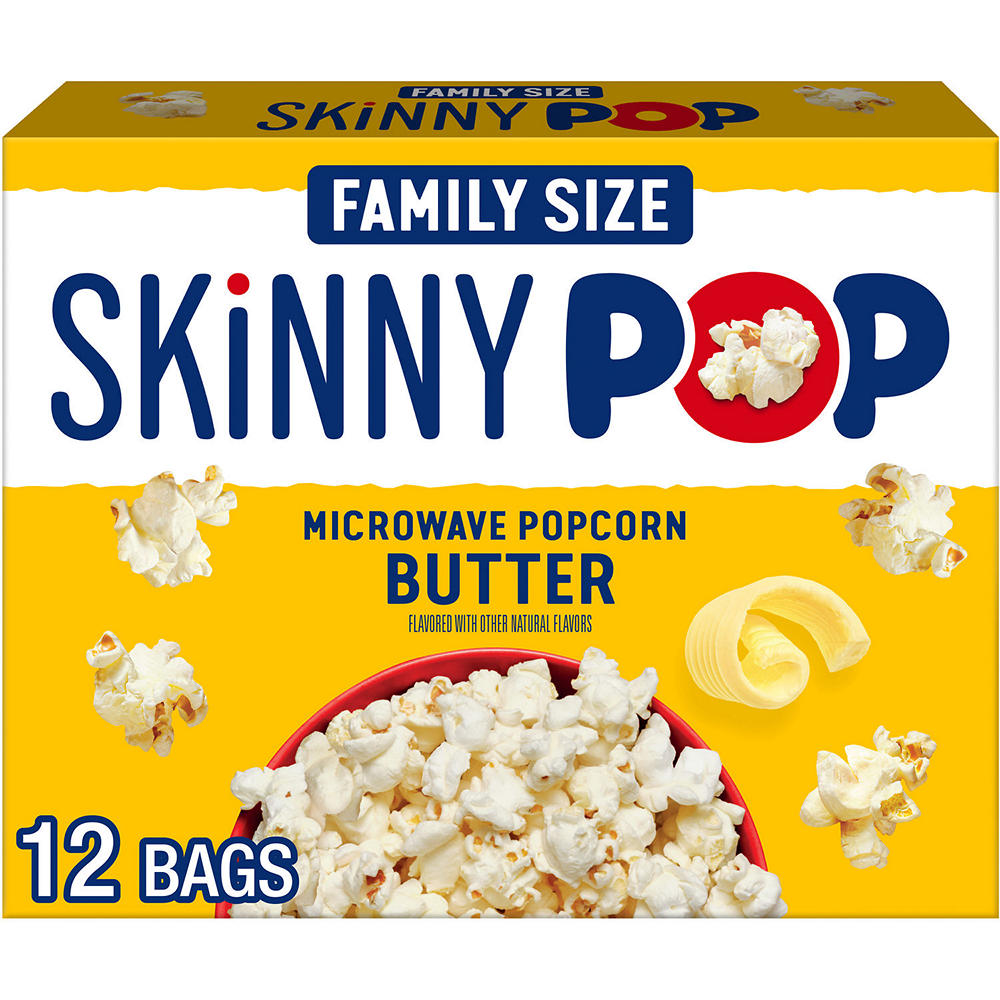 SKINNYPOP Butter Flavored Microwave Popcorn Bags - Family Size, 12 ct