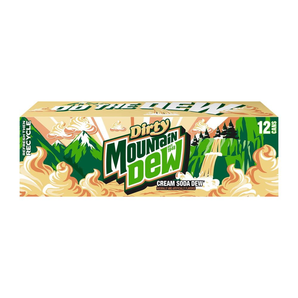 Mountain Dew Dirty Dew Cream Soda Soft Drink 12 pk Cans, 12 oz