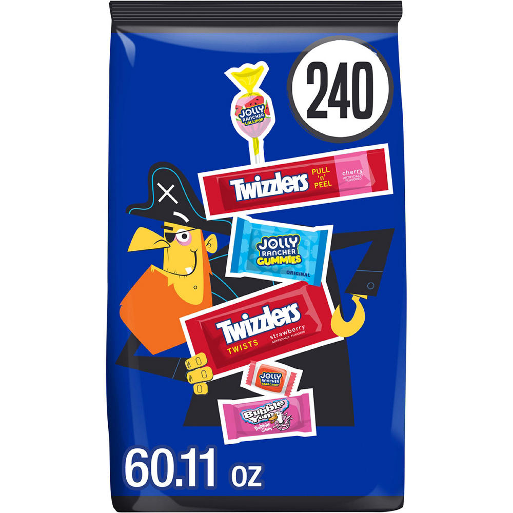 Bubble Yum, Jolly Rancher And Twizzlers Assorted Fruit Flavored Halloween Candy Bulk Bag, 240 pc