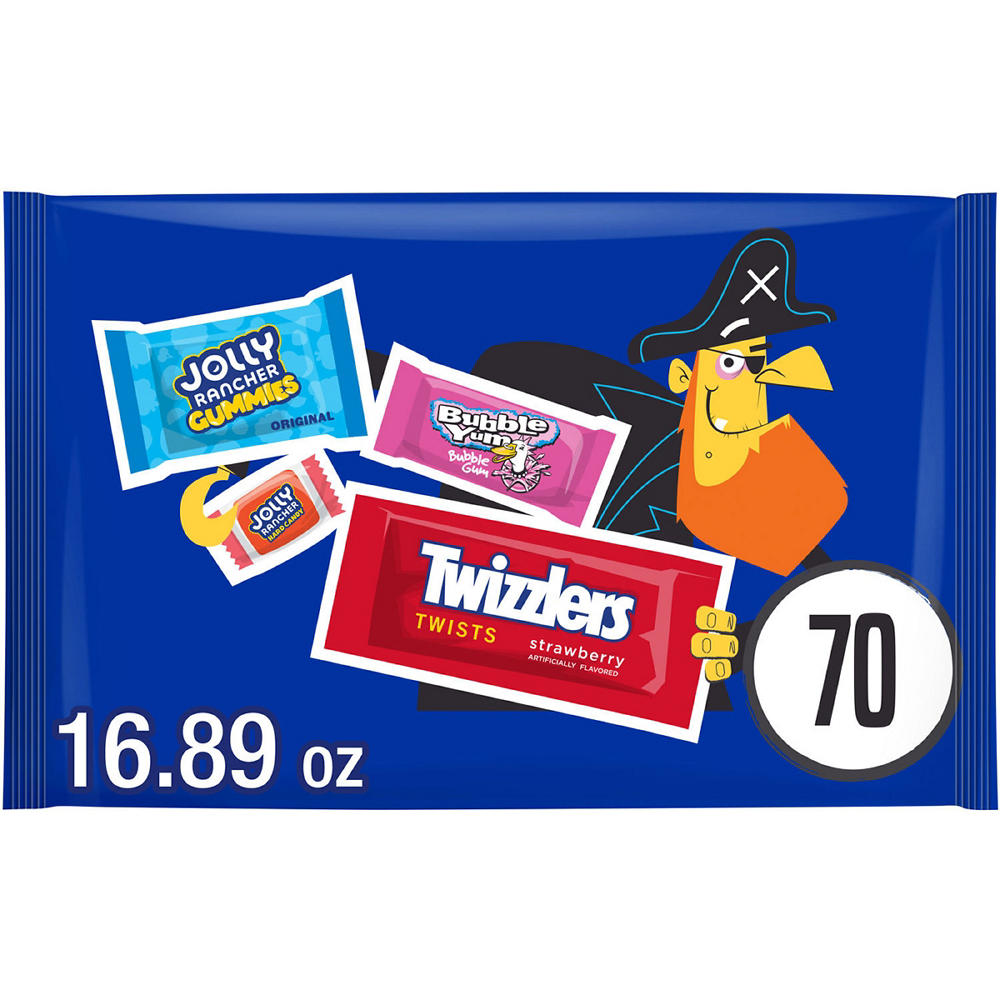 Jolly Rancher, Bubble Yum, And Twizzlers Assorted Halloween Candy Variety Bag, 70 pc