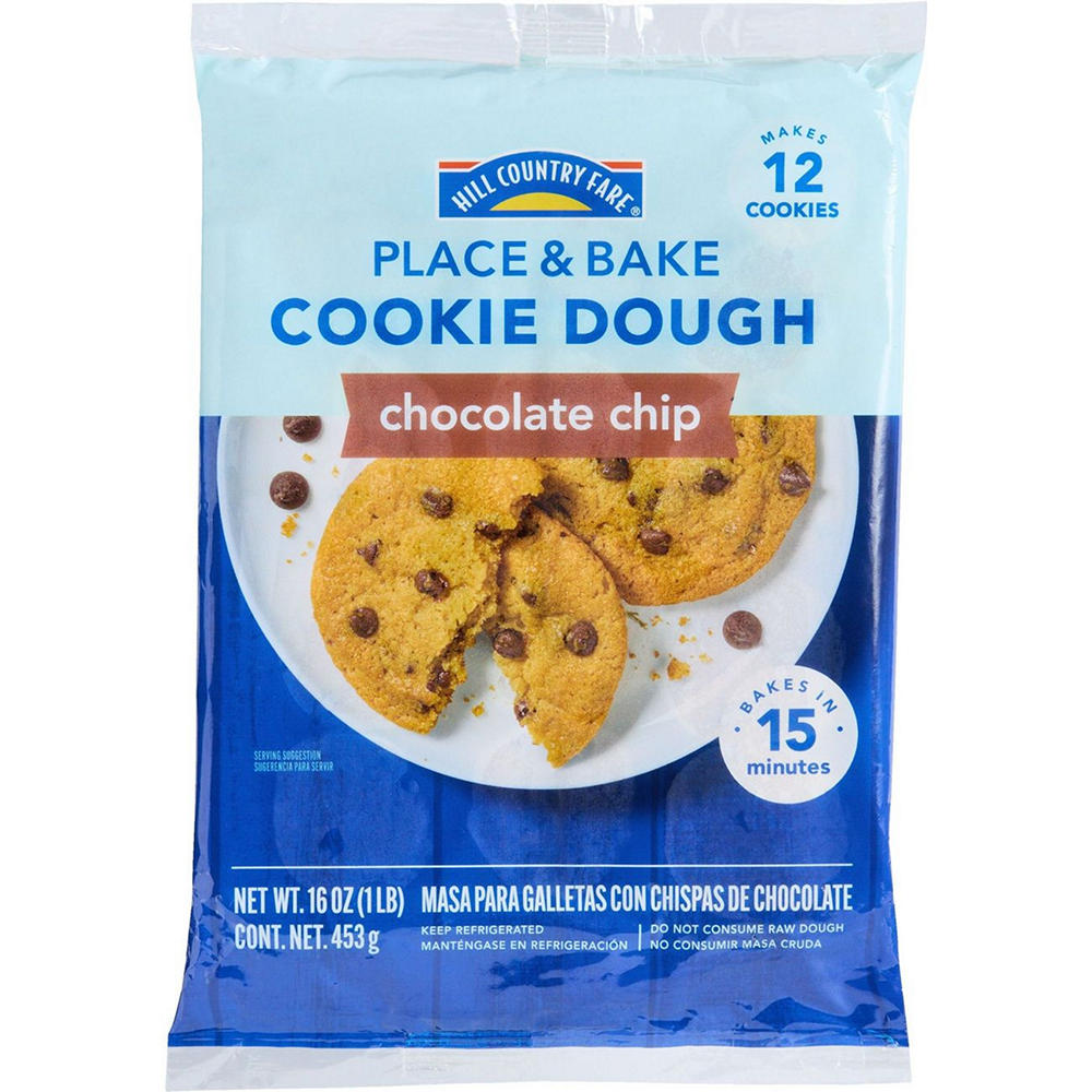 Hill Country Fare Place & Bake Cookie Dough - Chocolate Chip, 16 oz
