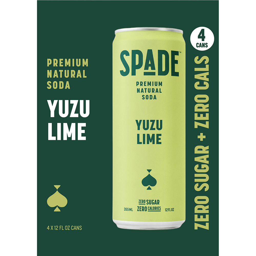 Spade Yuzu Lime Premium Natural Soda 4 pk Cans, 12 oz