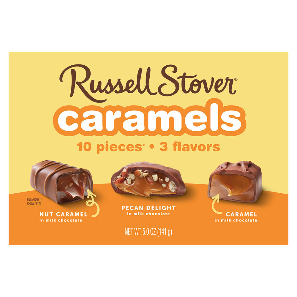 Russell Stover Assorted Caramels Milk Chocolate Box, 10 pc
