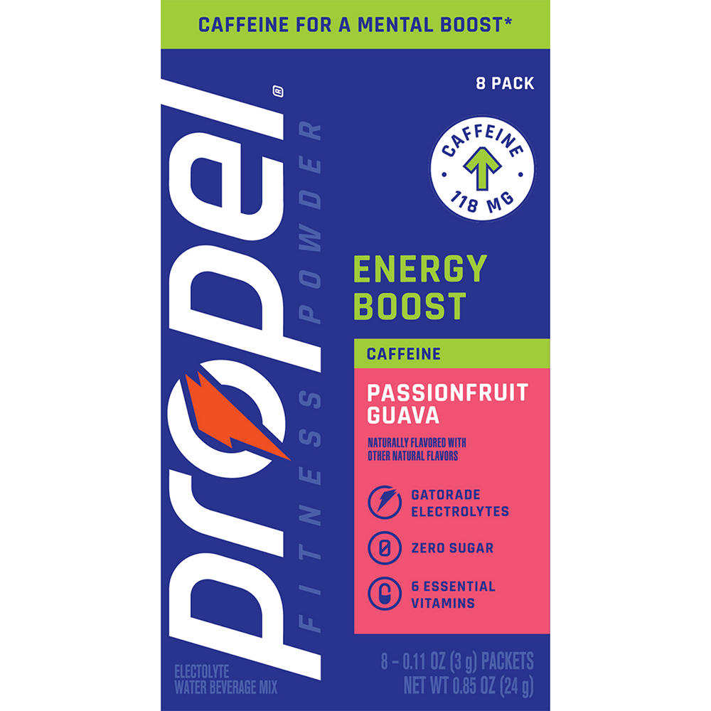 Propel Fitness Powder Energy Boost Stick Packs - Passionfruit Guava, 8 ct