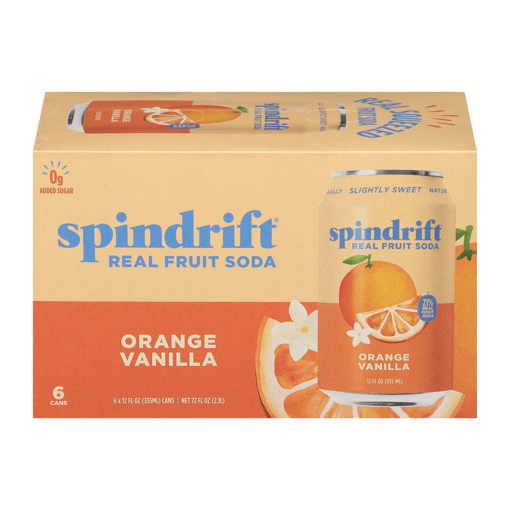 Spindrift Orange Vanilla Fruit Soda 6 pk Cans, 12 oz