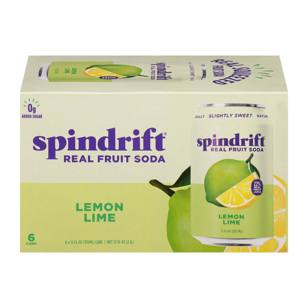 Spindrift Lemon Lime Fruit Soda 6 pk Cans, 12 oz
