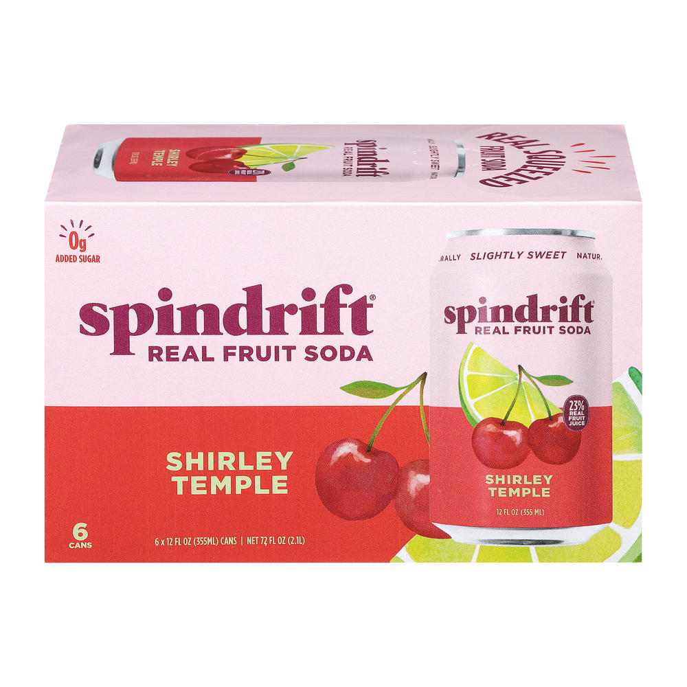 Spindrift Shirley Temple Fruit Soda 6 pk Cans, 12 oz