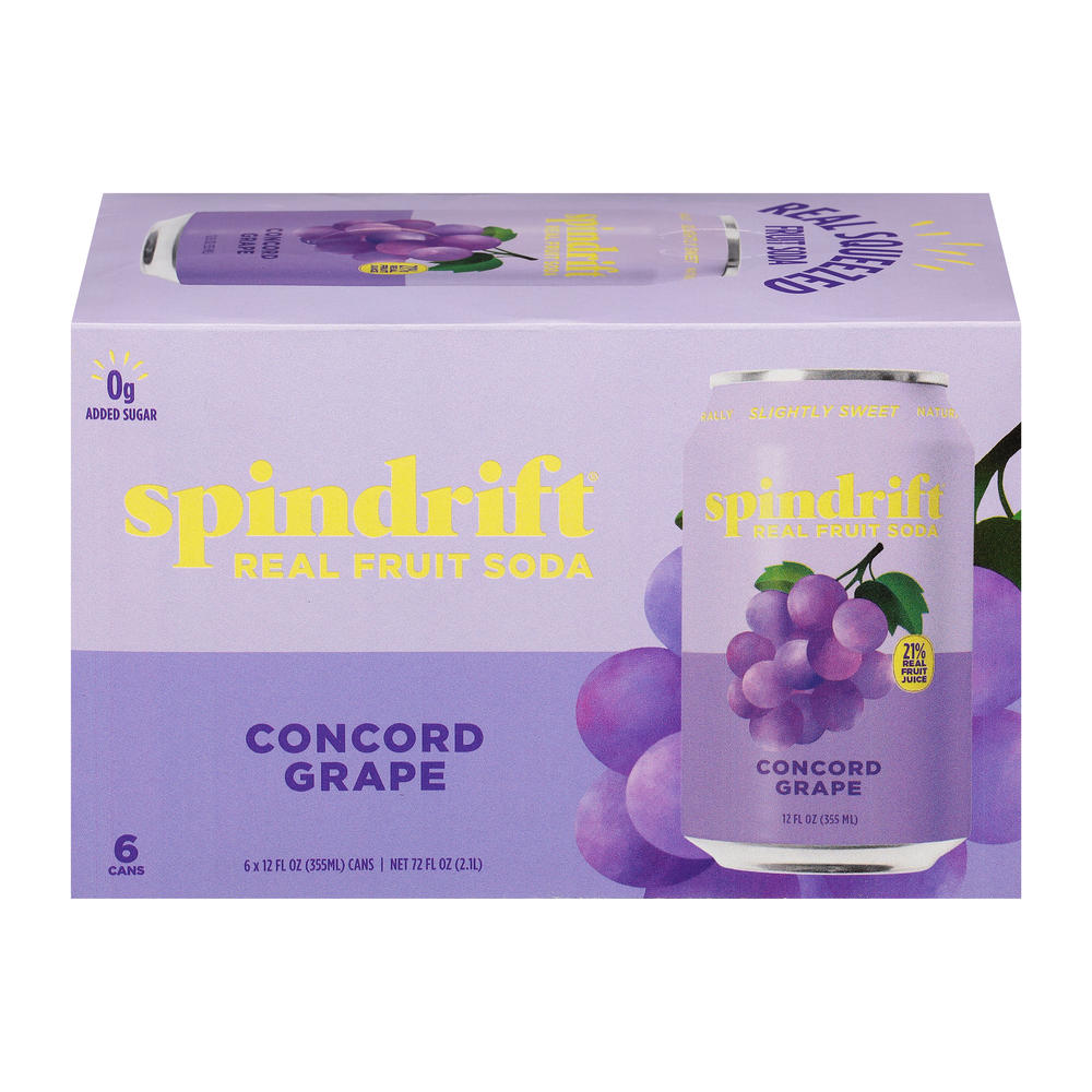 Spindrift Concord Grape Fruit Soda 6 pk Cans, 12 oz