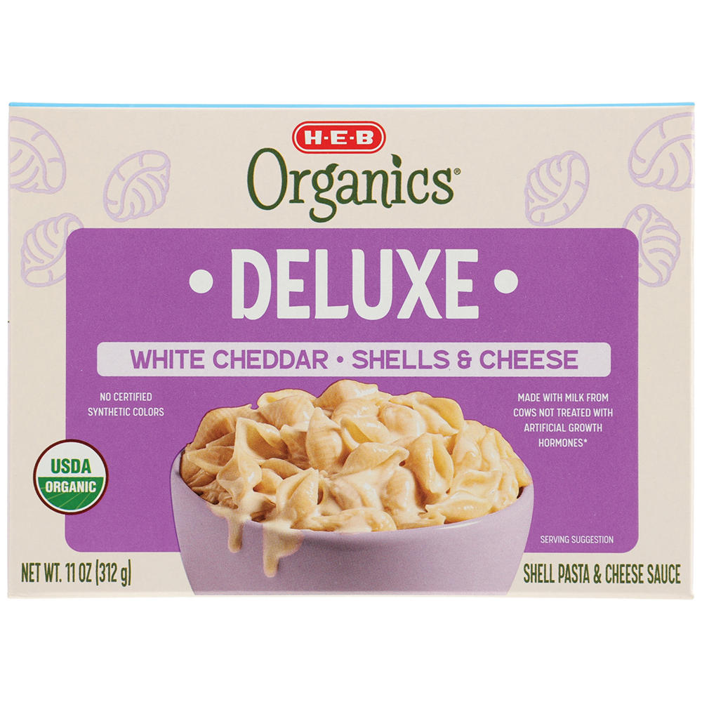 H-E-B Organics Deluxe White Cheddar Shells & Cheese, 11 oz