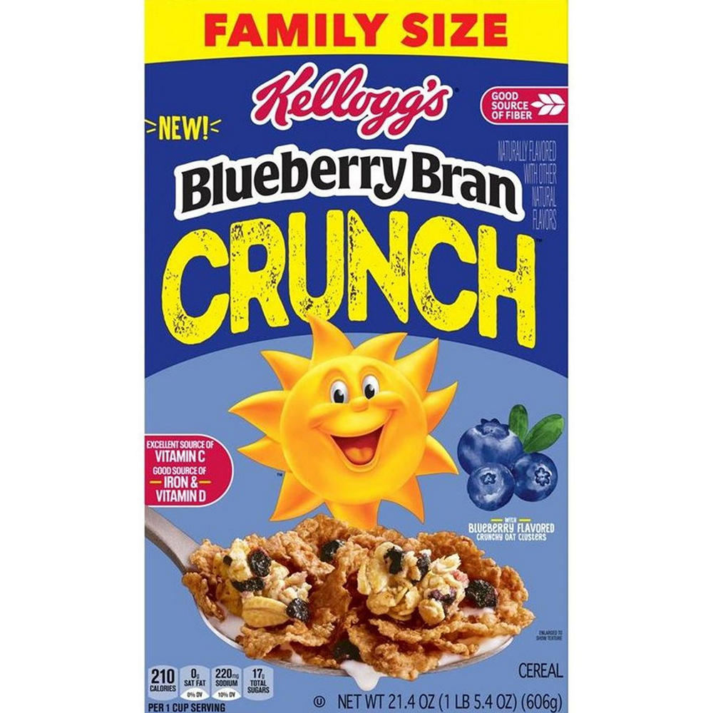 Kellogg's Blueberry Bran Crunch Breakfast Cereal, 21.4 oz