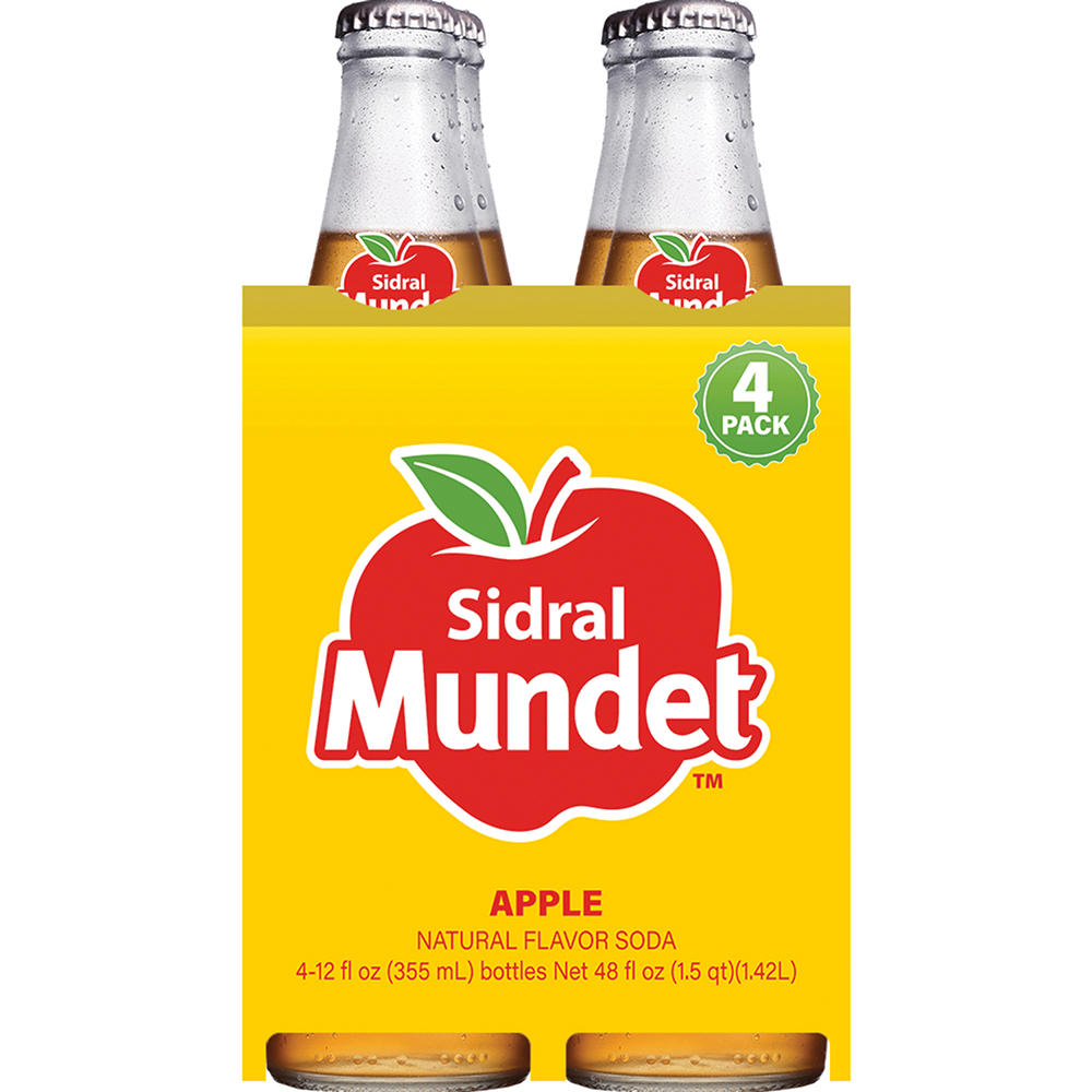 Sidral Mundet Apple Soda 4 pk Glass Bottles, 12 oz