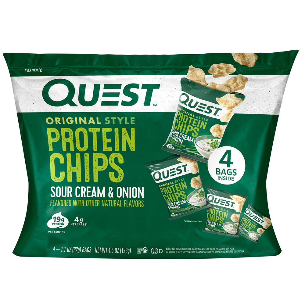 Quest Original-Style 19g Protein Chips - Sour Cream & Onion, 4 ct
