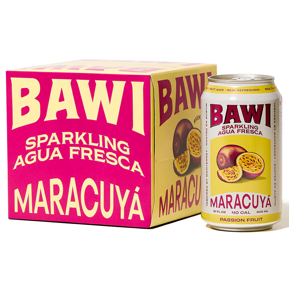 Bawi La Maracuyá Passionfruit Sparkling Agua Fresca 4 pk Cans, 12 oz