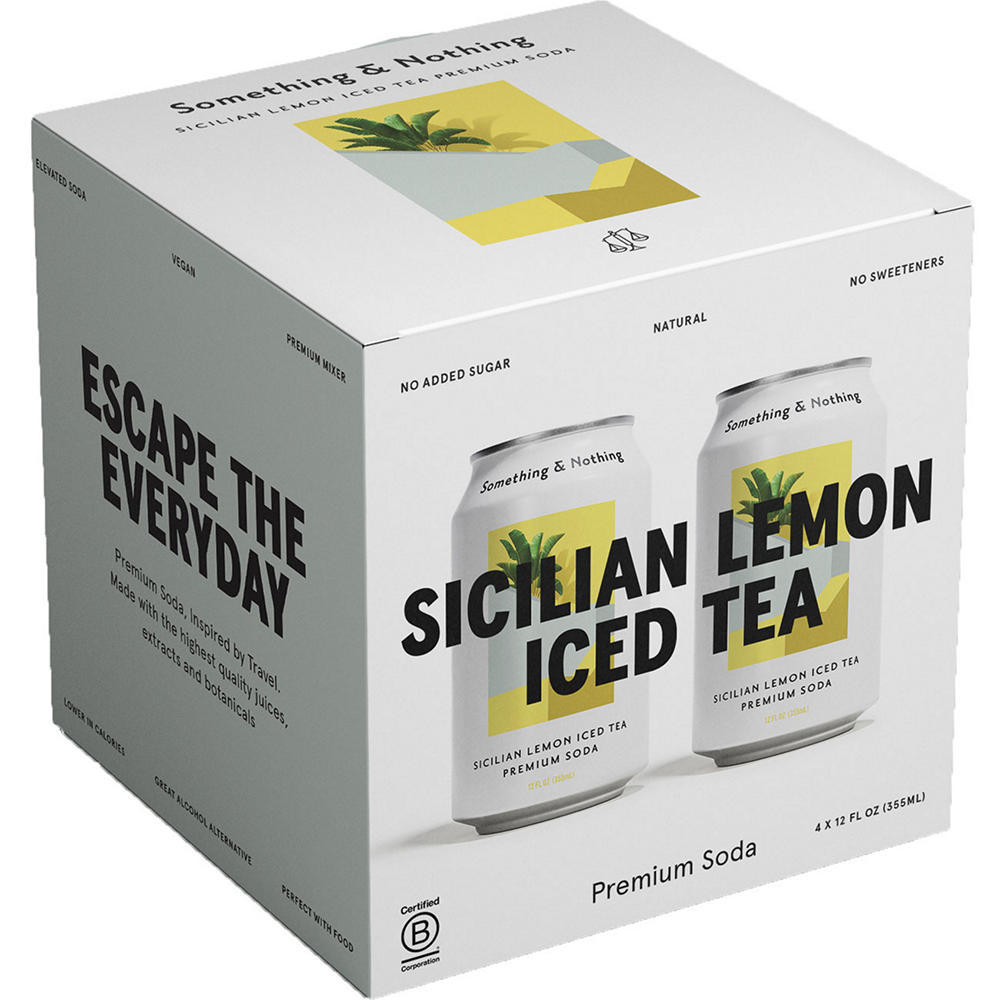 Something & Nothing Sicilian Lemon Iced Tea Soda 4 pk Cans, 12 oz