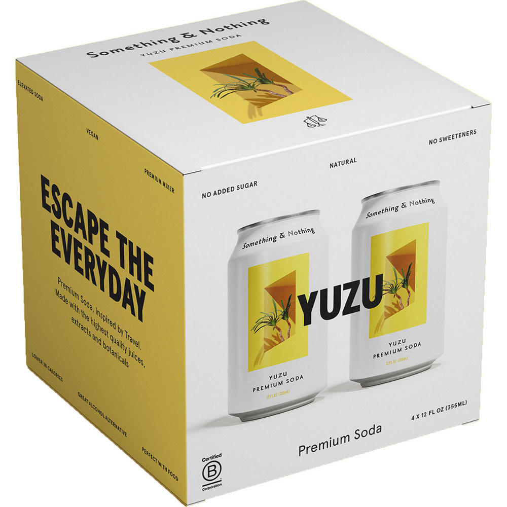 Something & Nothing Yuzu Soda 4 pk Cans, 12 oz