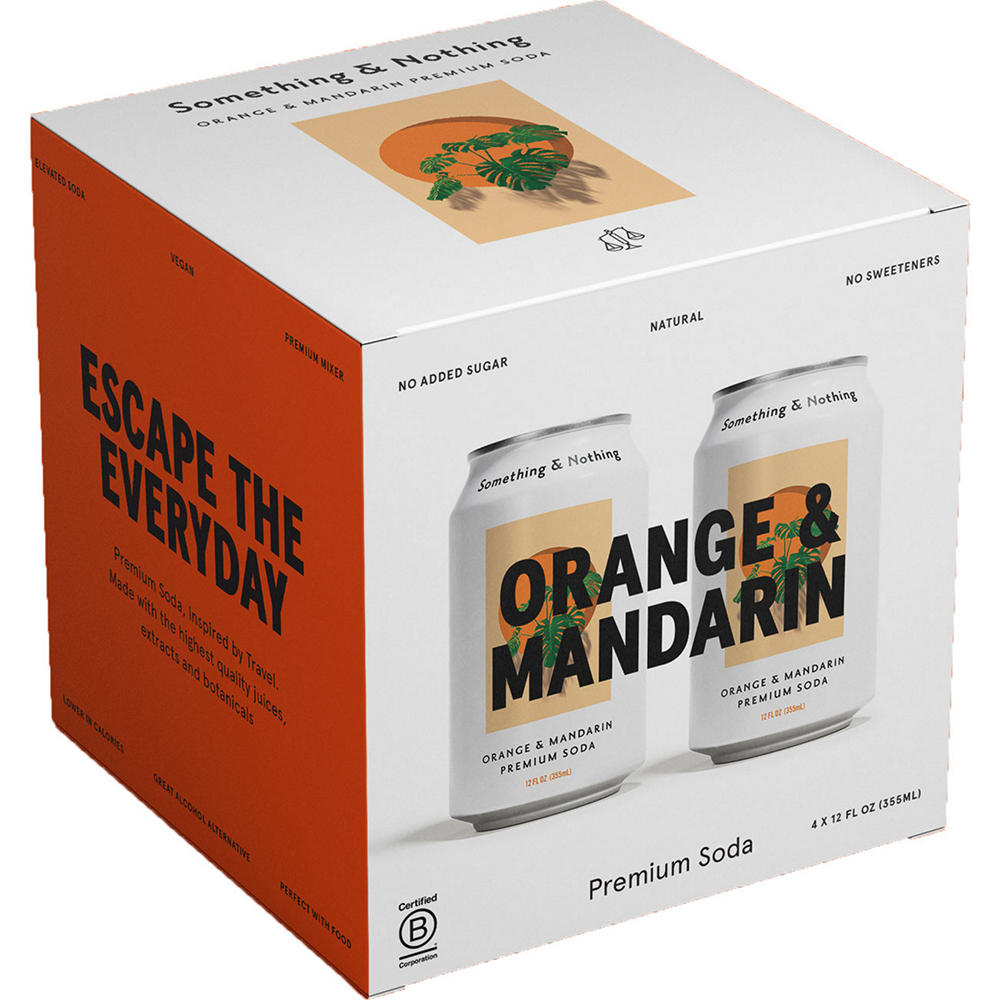 Something & Nothing Orange & Mandarin Soda 4 pk Cans, 12 oz