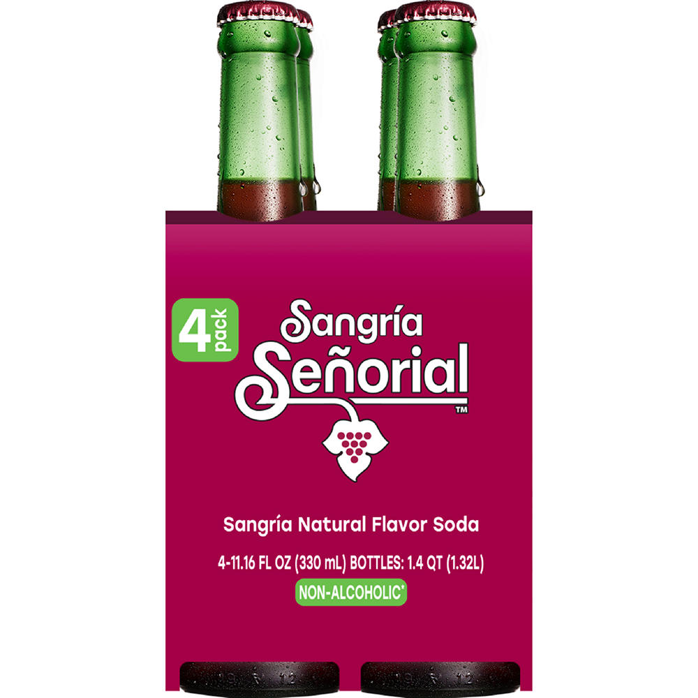 Senorial Non-Alcoholic Sangría Soda 4 pk Glass Bottles, 11.16 oz