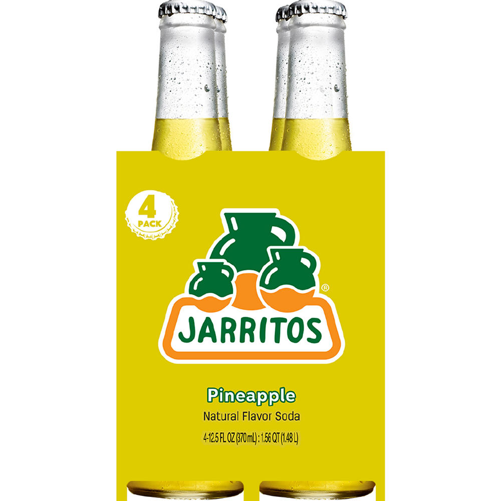 Jarritos Pineapple Soda 4 pk Glass Bottles, 12.5 oz