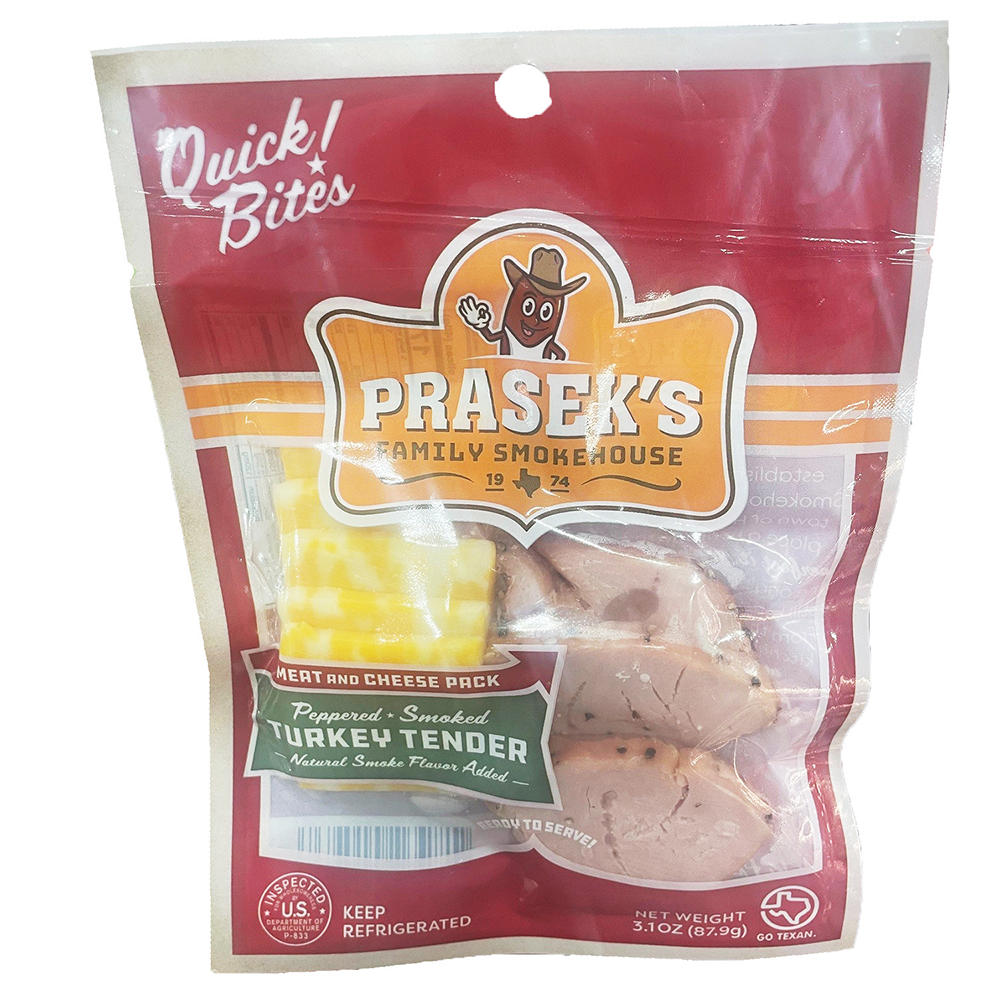 Prasek's Peppered Smoked Turkey Tender & Cheese Quick Bites, 3.1 oz