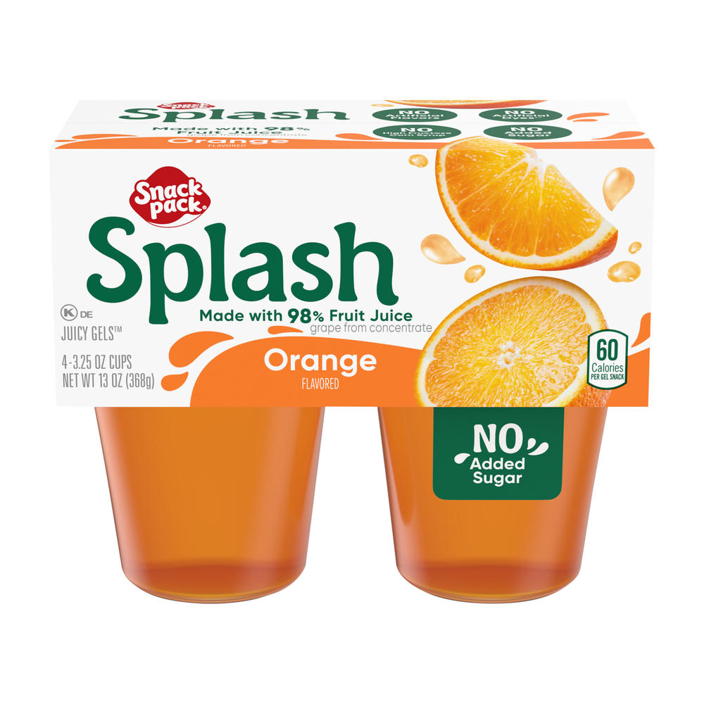 Snack Pack Splash Orange Juicy Gels Cups, 4 ct