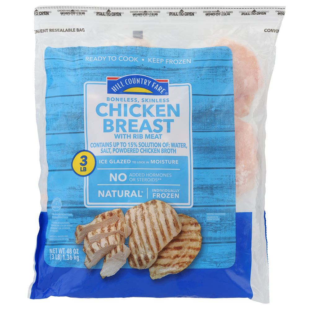 Hill Country Fare Frozen Uncooked Boneless Chicken Breasts, 3 lb