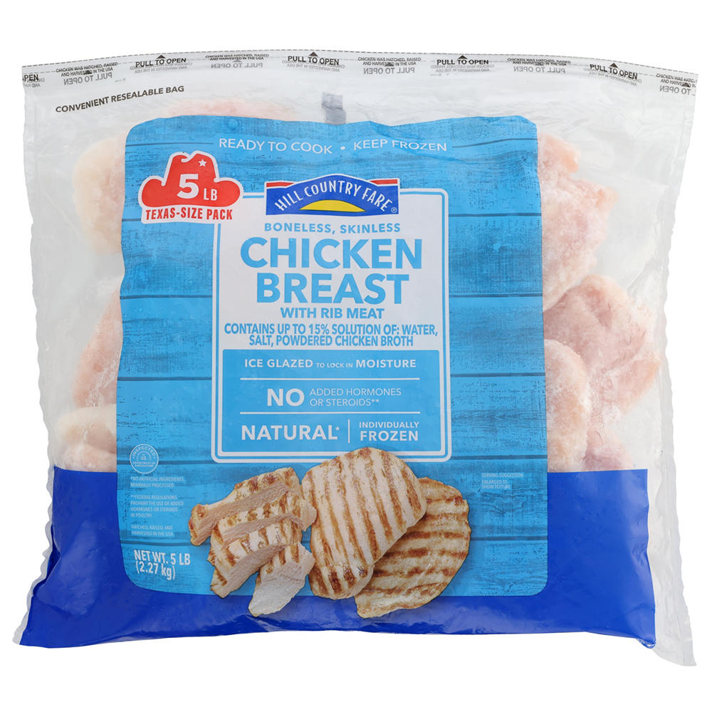 Hill Country Fare Frozen Uncooked Boneless Chicken Breasts -Texas-Size Pack, 5 lb