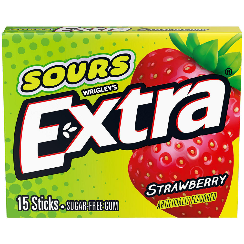Extra Sours Strawberry Sugar Free Gum, 15 pc