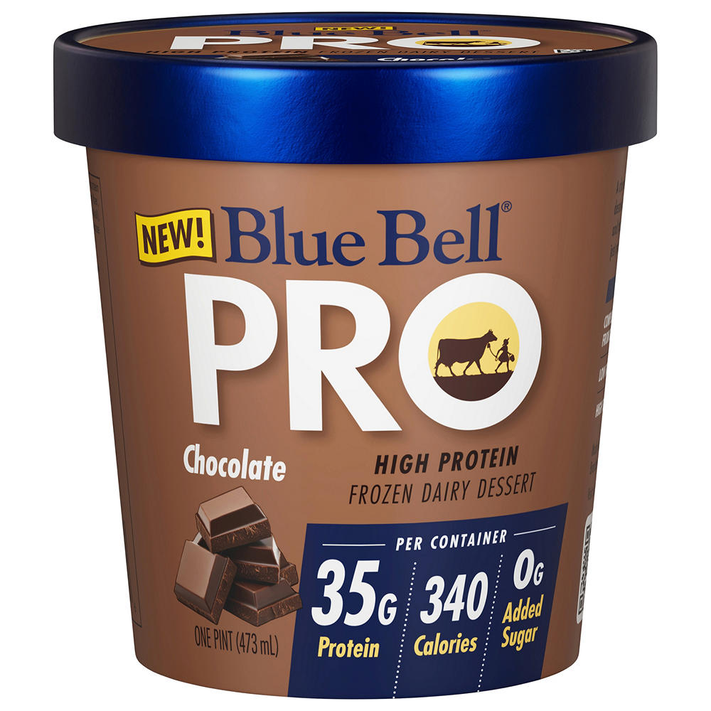Blue Bell PRO Chocolate High Protein Frozen Dairy Dessert, 1 pt