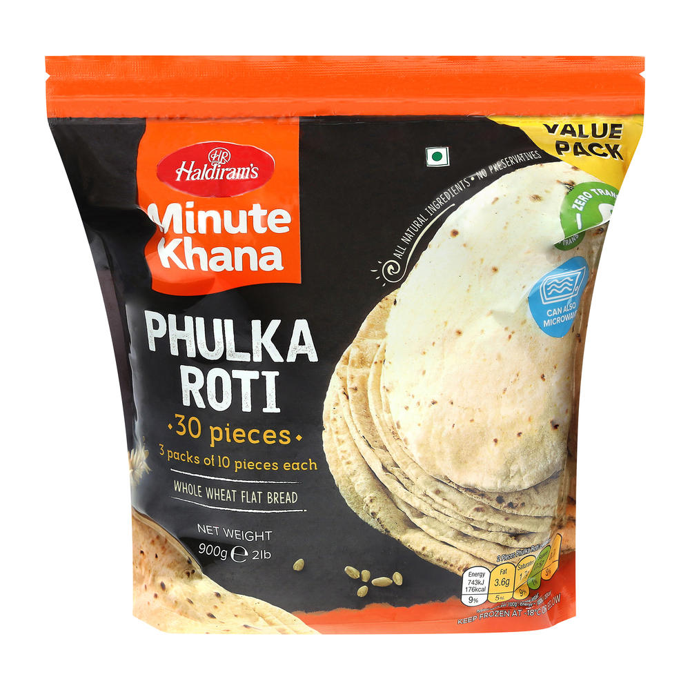 Haldiram's Minute Khana Frozen Phulka Roti, 30 ct