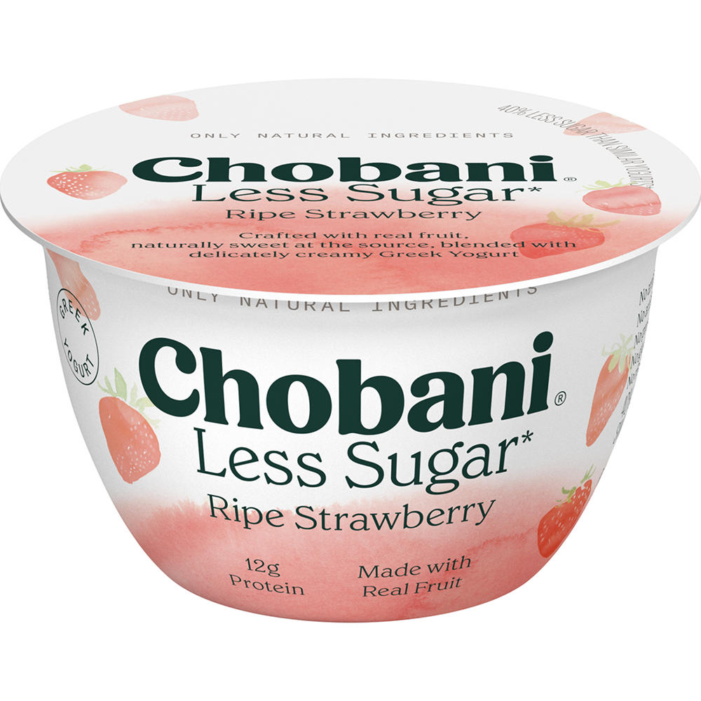 Chobani Less Sugar Greek Yogurt - Ripe Strawberry, 5.3 oz
