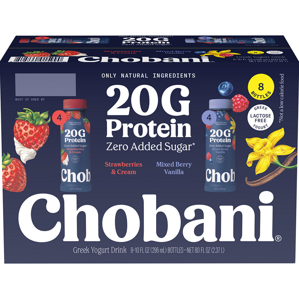 Chobani Yogurt Drink 8 pk - Strawberries & Mixed Berry, 10 oz