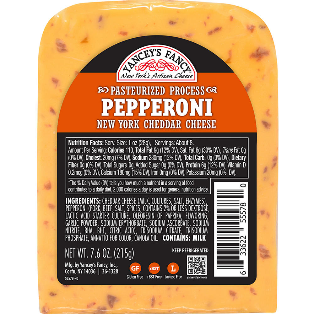 Yancey's Fancy Pepperoni New York Cheddar Cheese, 7.6 oz