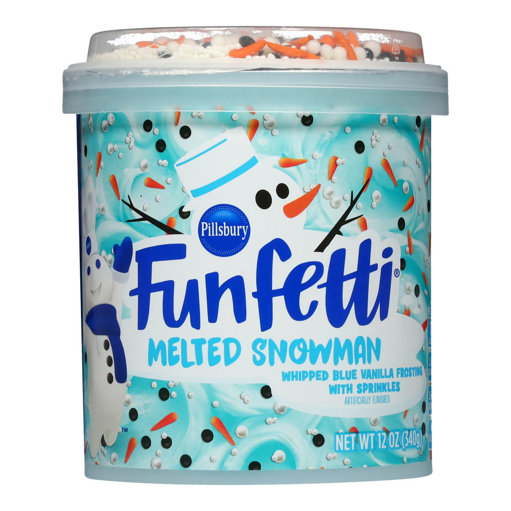 Pillsbury Funfetti Melted Snowman Whipped Blue Vanilla Frosting with Sprinkles, 12 oz