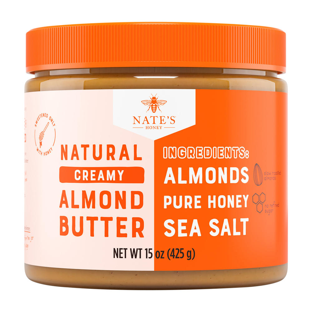 Nate's Honey Natural Creamy Almond Butter, 15 oz