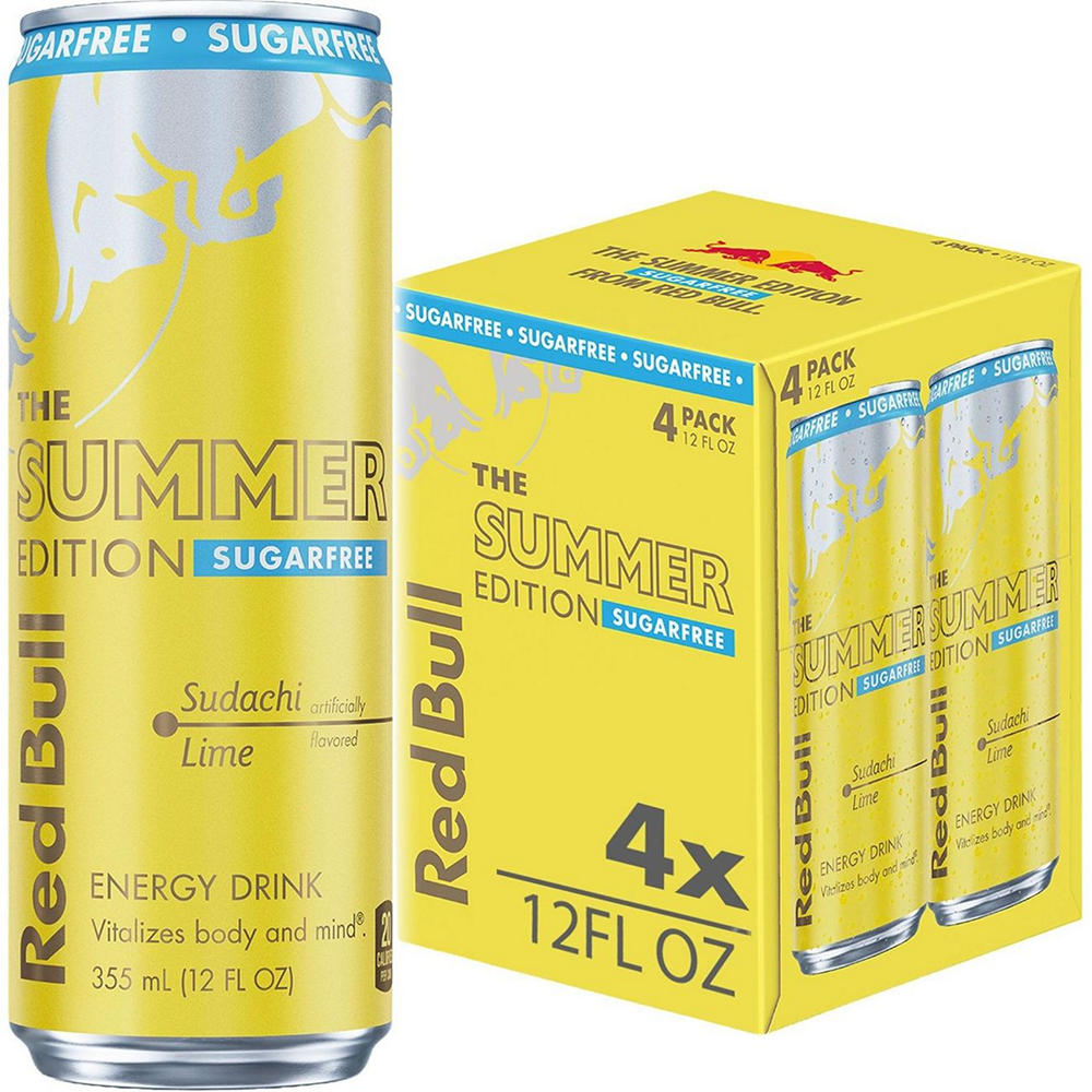 Red Bull Sugar Free Summer Edition Sudachi Lime Energy Drink 4 pk Cans, 12 oz