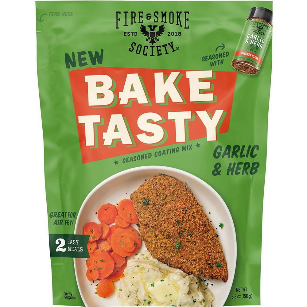 Fire & Smoke Society Bake Tasty Garlic & Herb Coating Mix, 5.3 oz