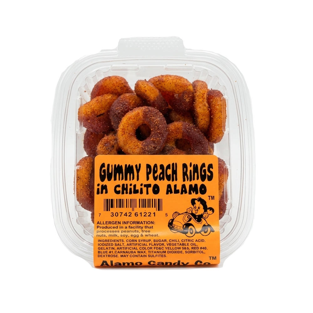 Alamo Candy Co. Gummy Peach Rings in Chilito, 7 oz