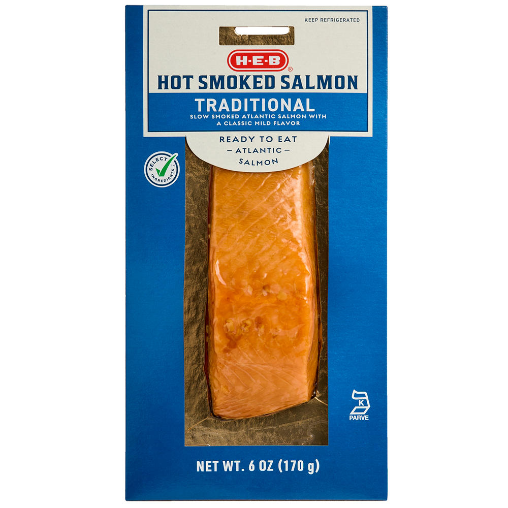 H-E-B Hot Smoked Atlantic Salmon - Traditional, 6 oz