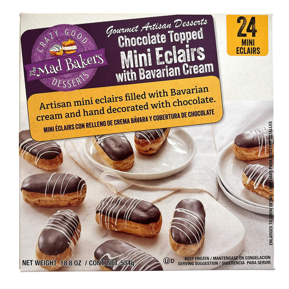 The Mad Bakers Chocolate Topped Mini Frozen Eclairs, 24 ct