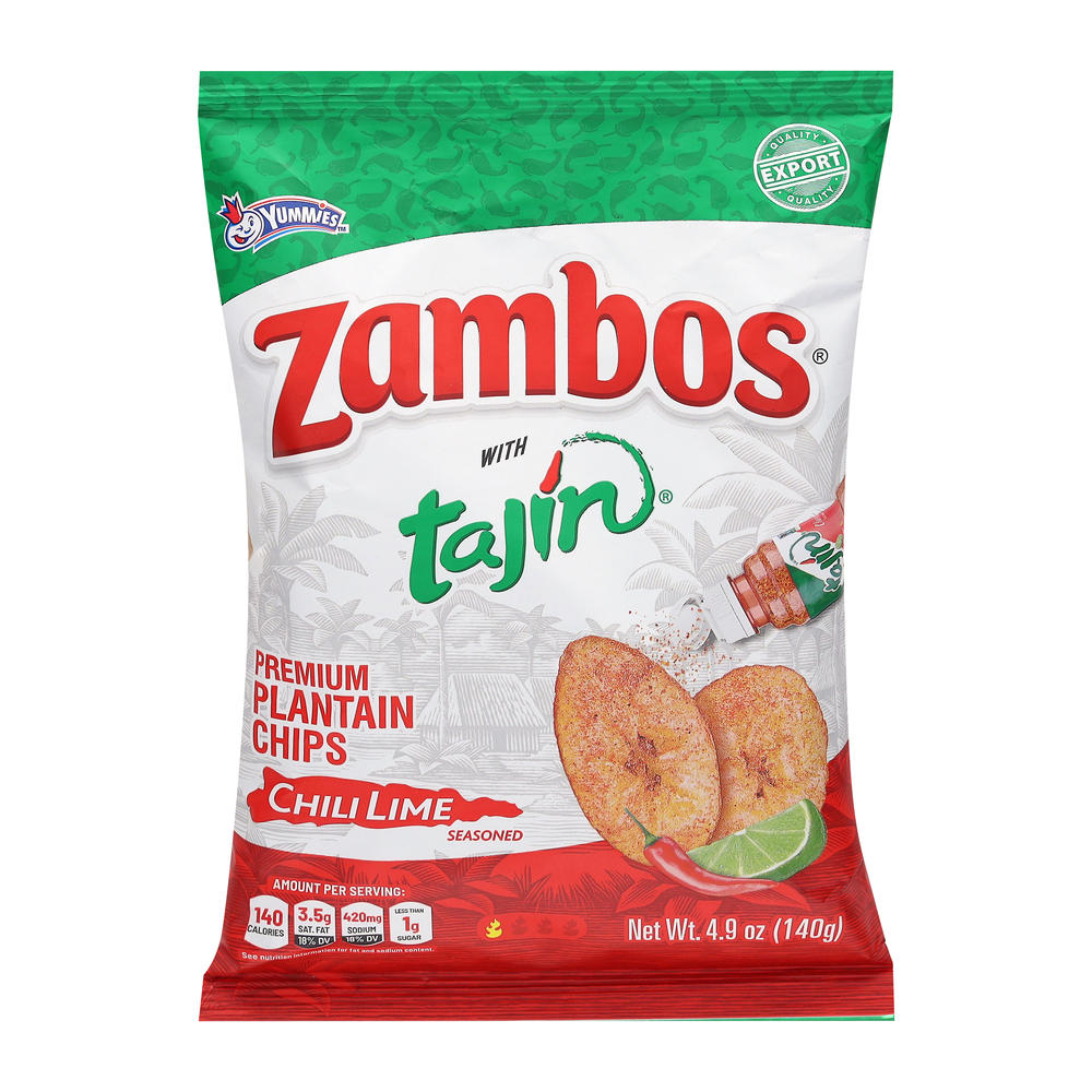 Zambos with Tajin Chili Lime Premium Plantain Chips, 4.9 oz