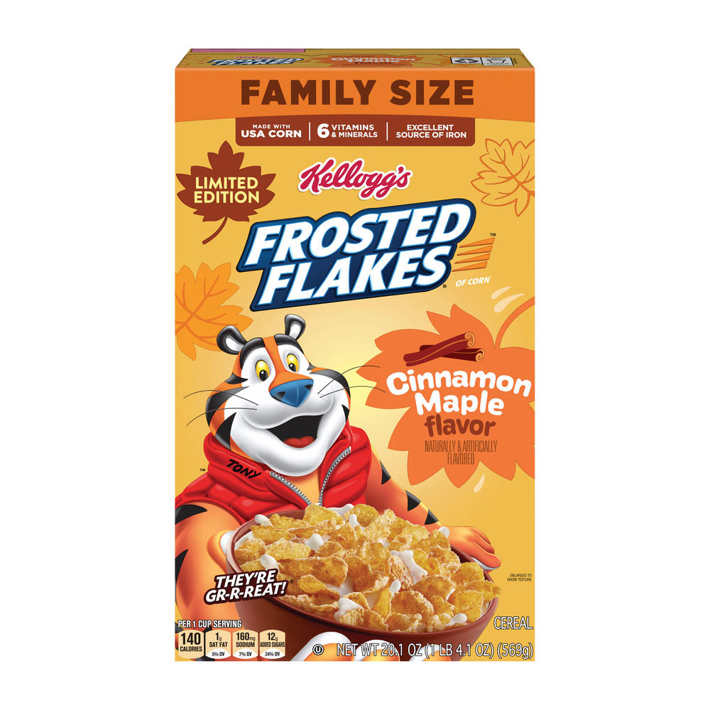 Kellogg's Limited Edition Frosted Flakes Cinnamon Maple Cereal - Family Size, 20.1 oz