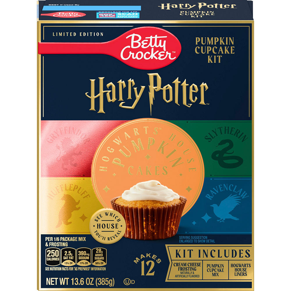 Betty Crocker Harry Potter Hogwarts House Pumpkin Cupcake Kit, 13.6 oz