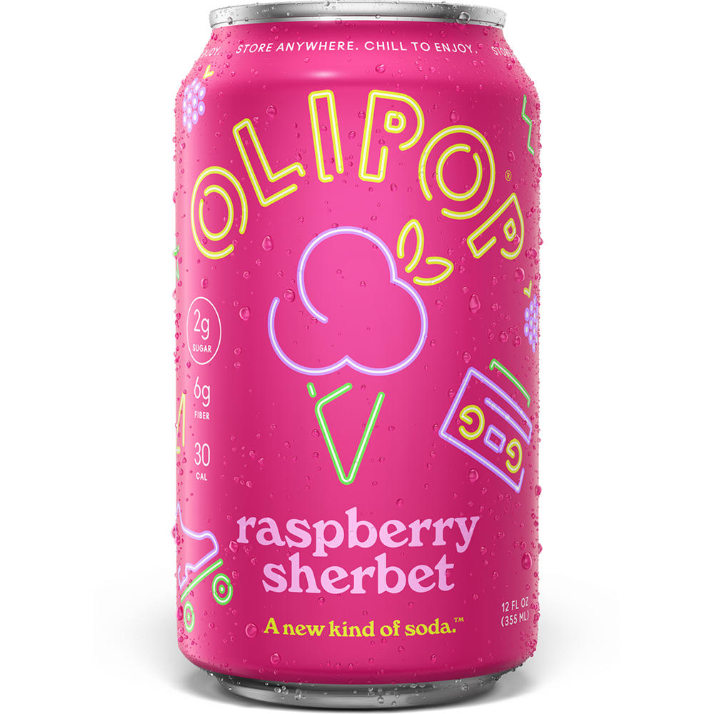 Olipop Prebiotic Soda - Raspberry Sherbet, 12 oz