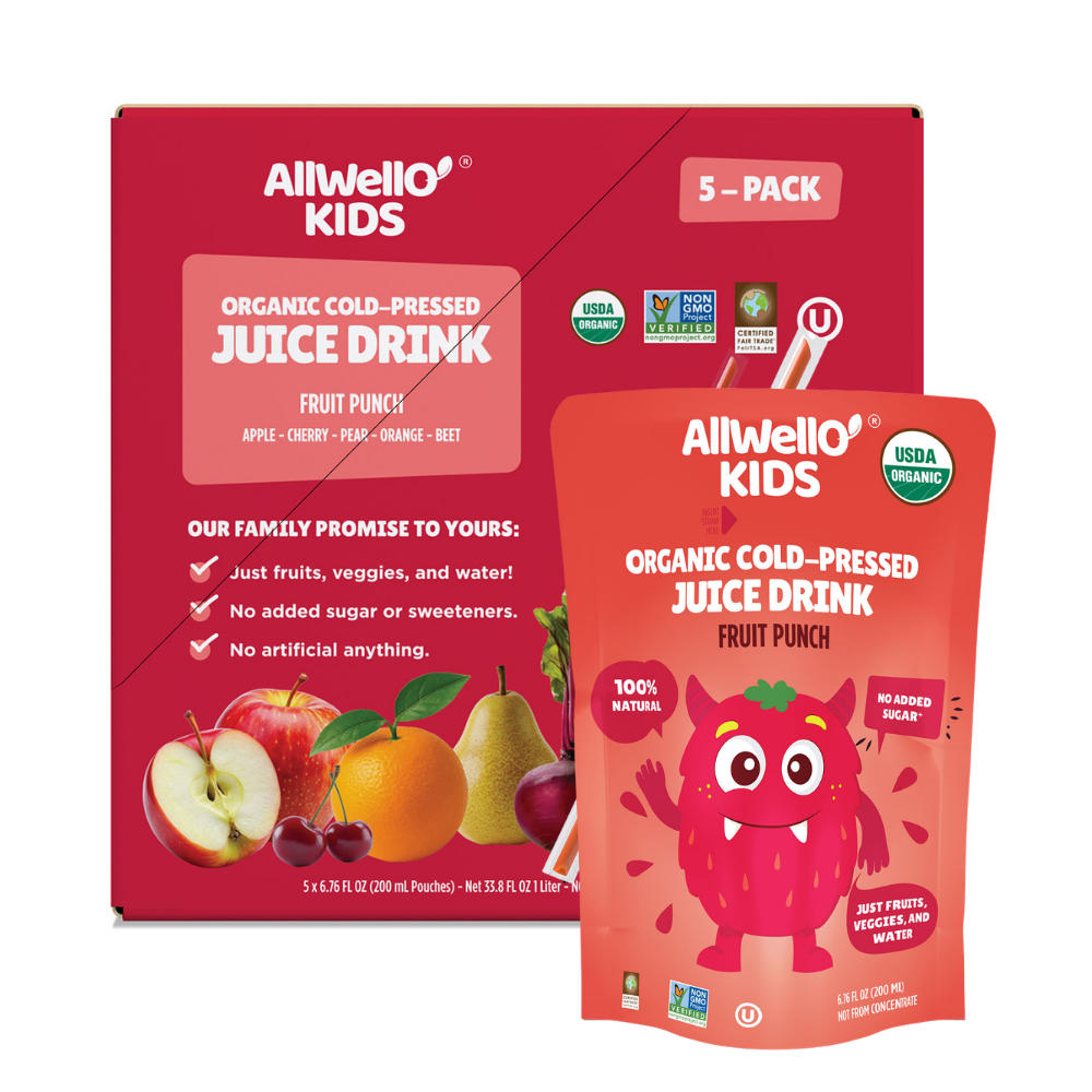 AllWellO Kids Fruit Punch Organic Cold-Pressed Drink Pouches, 5 pk, 6.76 oz