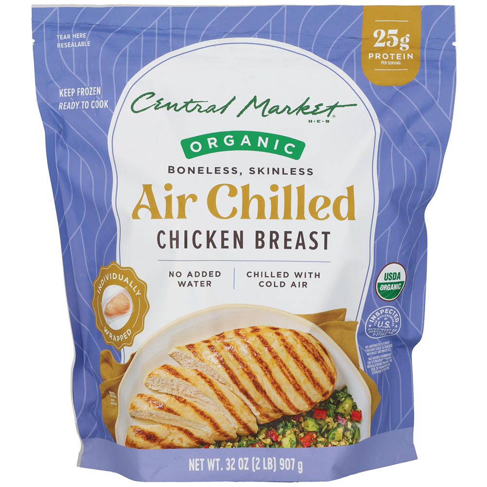 Central Market Frozen Uncooked Air Chilled Organic Chicken Breast, 32 oz